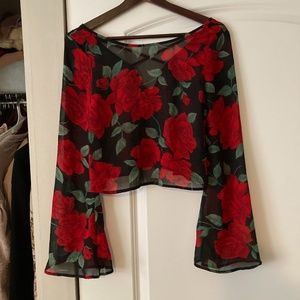 Romantic Red Rose Blouse